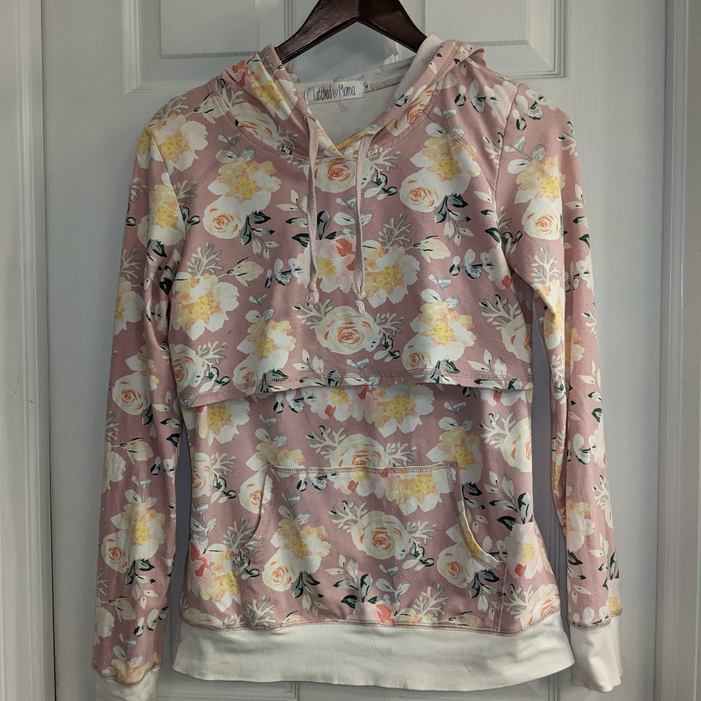Latched Mama Lightweight Nursing Hoodie with Pocket - Medium / Lavender Blush